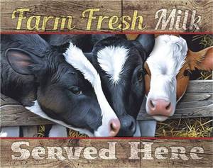 lot 563 image: Desperate Enterprises Farm Fresh Milk Tin Sign - Made in USA