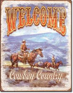 lot 564 image: Welcome - Cowboy Country Tin Sign 12 x 16in