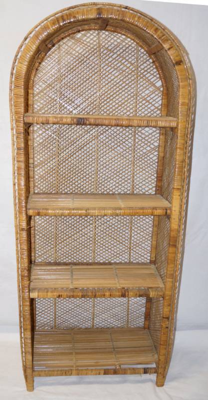 lot 6196 image: Pretty Wicker Shelving Unit - Nice Condition - See photos