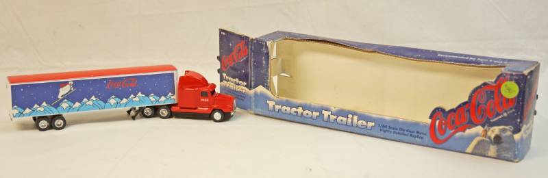 lot 6257 image: ERTL Collectible Coca Cola Die Cast Metal Tractor Trailer -Highly detailed replica w original box 164th scale No T250 1996