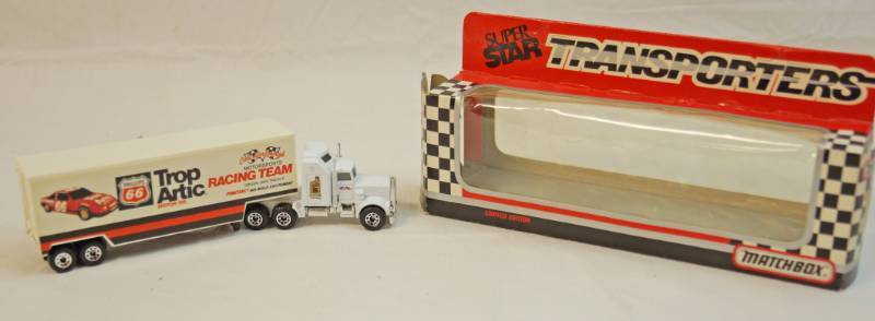 lot 6259 image: Matchbox Collectible Super Star Phillips 66 Trop Arctic Motorsports Racing Team tractor trailer in original box-limited edition- Style No CY 104