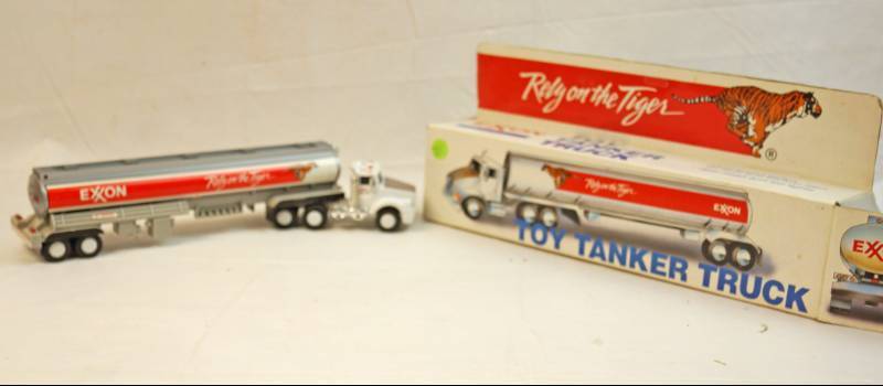 lot 6263 image: Exxon Toy Tanker truck model with lights and sounds Rely on the Tiger- in original box