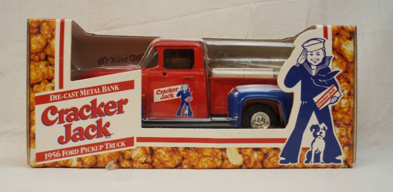 lot 6304 image: ERTL collectible -Die Cast- 1956 Ford Truck - Cracker Jack Model Bank replica -in original packaging- 1991- Super Cute