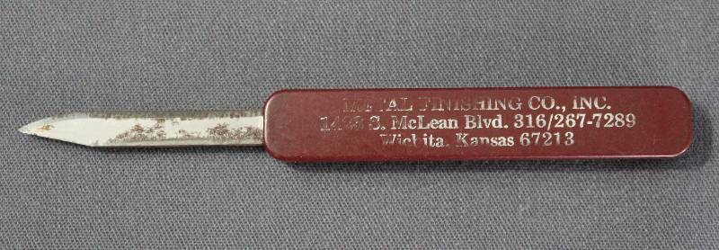lot 9047 image: Vintage Advertising Box Cutter Pocket Knife, USA Made - Metal Finishing Co.