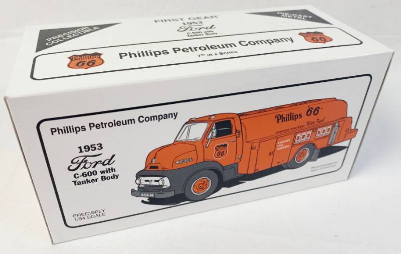 lot 8002 image: Phillips Petroleum Company - 1953 Ford C-600 with Tanker Body  - 134 Scale -