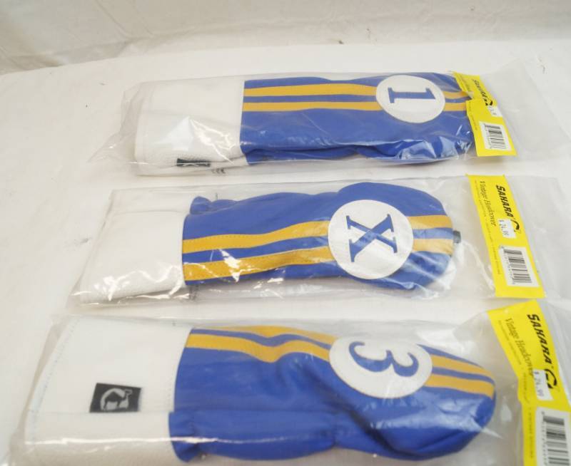 lot 6333 image: Sahara Retro Golf covers-set of three-1-X-3 -blue- new in package