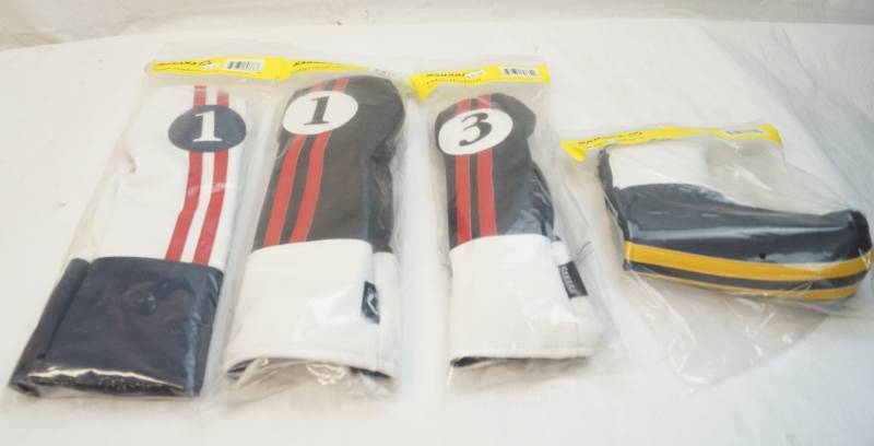 lot 6335 image: Sahara Retro Golf covers-set of four-1-1-3-putter -new in package-see pics for color