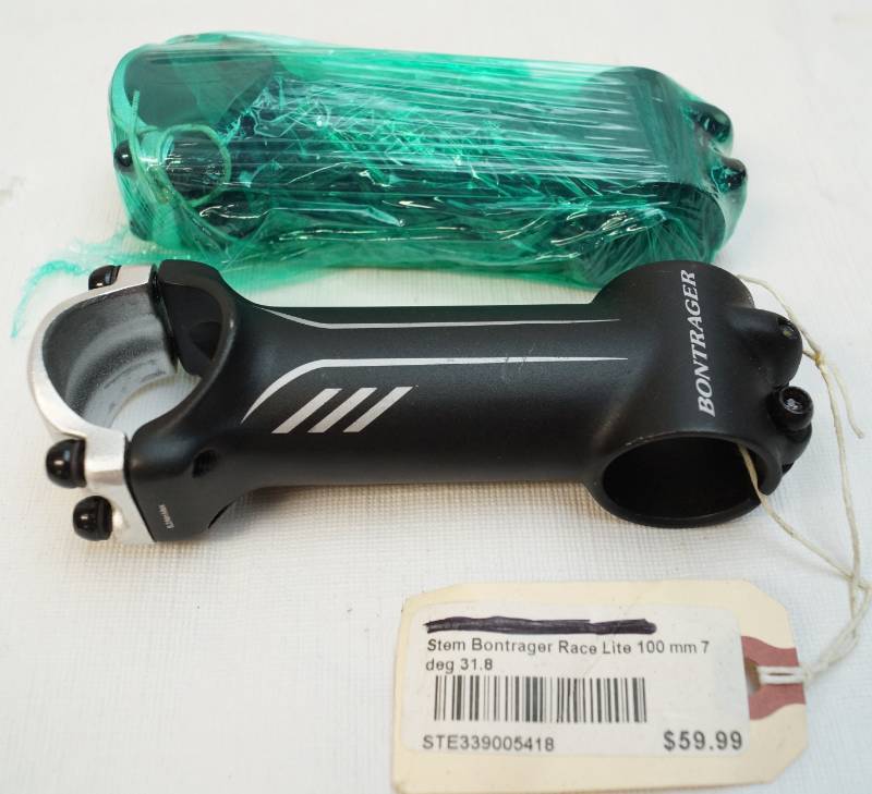 lot 6340 image: Bontrager Race Lite Stem -reliable race-ready tiller-100mm -serious bikers-look here-online for $59.99