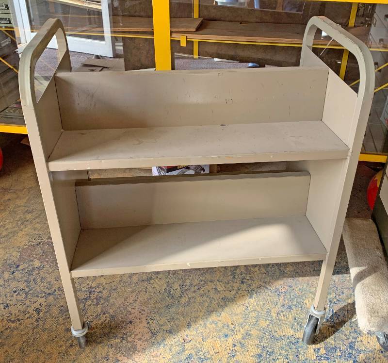 lot 9000 image: Library Cart - Metal - Missing one caster