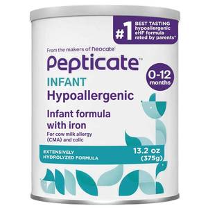 Pepticate Hypoallergenic Infant Formula for Relief of Cow Milk Allergy Symptoms, Nutritionally Complete Baby Milk with DHA, ARA & Prebiotics, Baby Formula Suitable from 0-12 months, 13.2oz. Expiration Date September 16 2026. Retails $37.99 Per Can. Stock