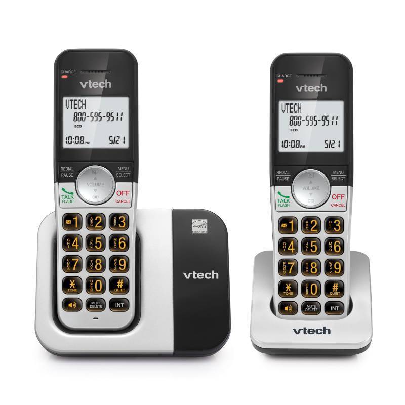 lot 2847 image: VTech DECT 6.0 Cordless Phone, 2-Handset Interference-Free Sound, Large Backlit Display, Big Buttons, Caller ID  VG231-2 - Retail $45