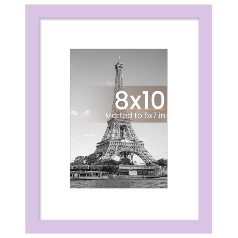 lot 2892 image: upsimples 8x10 Picture Frame, Display Pictures 5x7 with Mat or 8 x 10 Without, Wall Hanging Photo Frames, Purple, 1 Pack - Retail $9