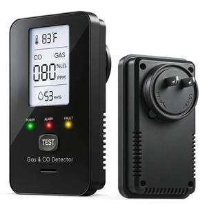 lot 3100 image: 4-in-1 Detector with Dual Sensors Suitable for Homes, Kitchens, Hotels, and RVs (HD Screen) Black,1pc - Retail $40