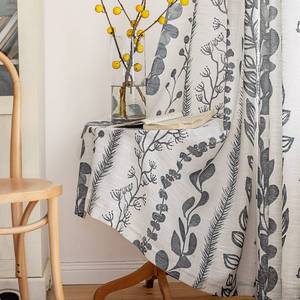 lot 3105 image: MEETSKY Boho Curtains for Living Room Light Filtering Privacy Protection Cotton Curtains 84 Inch Length 2 Panels Bohemian Linen Style Back Tab Window Leaf Print Classical Drapes for Dining Room - Retail $31