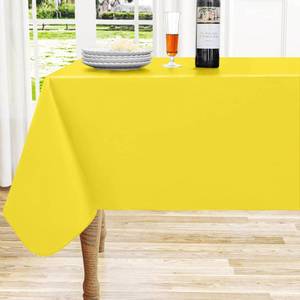 lot 3109 image: homing Rectangle Vinyl Tablecloth, Waterproof Spillproof Plastic Flannel Backed Table Cloth, Wipe Clean Table Cover for Dining, Buffet Parties and Camping (Yellow, 60 x 120) - Retail $22