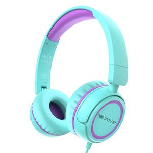 lot 3123 image: IMYB V1 Kids Headphones, 85dB Safe Volume for School, Toddler 2-12, Adjustable Foldable Durable Wired Cord, iPad Kindle Tablet Chromebook 3.5mm On-Ear for Boys Girls Teens Travel Plane (Green) - Retail $8