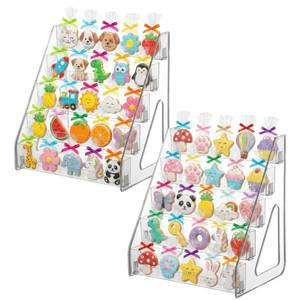 lot 3126 image: Zoketriton 2 Pack 5 Tier Cookie Display Stand Clear Acrylic Tiered Tiered Dessert Stand for Bakers Vendors Parties Craft Fairs Market Booths Cookie Display Stand for Cupcakes Dessert Display - Retail $33