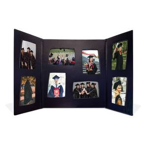 lot 3135 image: Senior Multi Picture Frame for 4x6 in High School, College or University Graduation Photographs. 8 Frame. Folding Booklet with Slide In Slots for 8 4x6 Inch Photographs - Retail $25