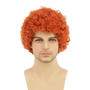 lot 3171 image: Daiaces Short Curly Red Orange Afro Wig for Men Costume Wig Daily alloween Party Cosplay Costume - Retail $18