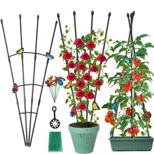 lot 3177 image: Garden Trellis for Climbing Plants Outdoor & Indoor, 47in Obelisk Trellis and Tomato cage 2 Shapes Rustproof Plant Support for Indoor Plants Trellis for Potted Plants with 5pcs Decorative Butterfly - Retail $14