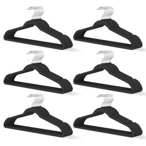 lot 3180 image: MLKJHHI Black Velvet Hangers 60 Pack, Slim Space Saving Suit Hangers for Closet Organizer, Rotating Silver Hook, Non Slip Clothes Felt Hanger Heavy Duty for Coat,Shirt, Pants, Camisole, Dress - Retail $20