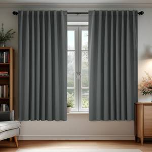 lot 3189 image: Deconovo Blackout Curtains for Sliding Glass Door, Dark Grey Thermal Insulated Drapes 63 Inches Long, Back Tab and Rod Pocket Room Darkening Window Curtains, 70W x 63L Inch, 2 Panels - Retail $27