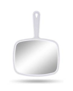 lot 3194 image: Gladmart Hand Mirror,10.3 L x 7.4 W Handheld Mirror with Handle for Barber Hairdressing,Square White - Retail $7