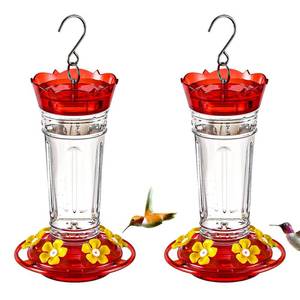 lot 3218 image: Jealoeur 2 Pack Hummingbird Feeder for Outdoors Hanging, 18 OZ Humming Birds Feeders with 6 Bee Guard Feeding Ports & Built-in Ant Moat, Easy to Clean, Durable Outdoor Garden Decor(Clear BB) - Retail $16
