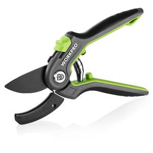 lot 3219 image: WORKPRO Anvil Pruning Shears, 8 Professional Gardening Hand Pruner with SK5 Steel Sharp Blades, Ideal Gardening Tool for Cutting and Trimming, Green - Retail $10