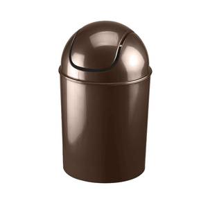 lot 3227 image: Umbra 1.25 Gallon Mini Waste Can with Removable Swing-Top Lid - Small Garbage Bin for Kitchen, Bathroom, Bedroom, Office - Compact Trash Can Fit Under Tables & Counters - Bronze - Retail $30