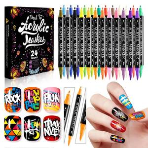 lot 3247 image: 24 Colors Nail Art Pens Set,Double-ended tip Acrylic Paint Nail Art Markers Polish Pen for 3D Nail Art, Drawing Painting Liner Brush for DIY Nail Art Beauty Adorn Manicure Tools - Retail $14