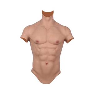 lot 3253 image: Liifun Realistic Fake Muscle Silicone Male Chest Half Body Suit with Lifelike Skin Texture, for Cosplay Halloween Props (L, #2) - Retail $149
