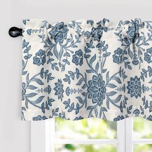 lot 3257 image: DriftAway Boho Linen Blend Kitchen Valance Curtain Blackout 18 Inch for Living Room Lined Rod Pocket Floral Farmhouse Country Short Curtains for Small Windows 1 Panel - Retail $21