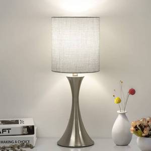lot 3267 image: 3 Way Touch Control Table Lamp, Dimmable Bedside Desk Lamp with Metal Base Modern Nightstand Lamp Stylish Grey Shade Simple Side Table Lamp for Bedroom, Living Room, Office or Den LED Bulb not Included - Retail $31