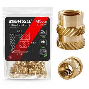 lot 3284 image: ZWMSSLL M5 Heat-Set Threaded Inserts, M5x8x8mm(30Pieces) Heat Set Insert for 3D Printing Components and Plastic Parts,Brass Metric Knurled Nuts - Retail $10