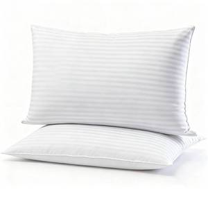 lot 3315 image: Gooeb Flat Ultra Thin Bed Pillows King Size Pillow Set of 2 Extra Soft Down Alternative for Stomach Back Sleeper Hotel Collection 20x36inches - Retail $15