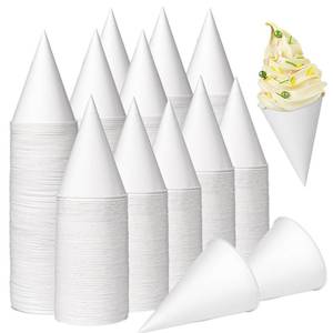 lot 3319 image: Yopay 600 Pack Cone Water Cups, 4OZ Disposable Dispenser Paper Snow Cups for Shaved Ice, Office Water Cooler, Sports Teams or Fundraisers, Craft Funnels for Oil or Protein Powder Drinks, White - Retail $24