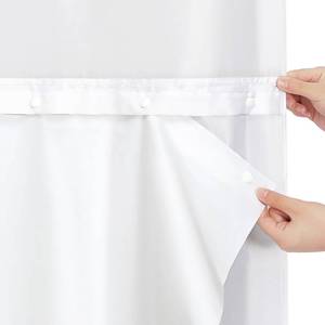 lot 3339 image: Litabel White PEVA Snap-in Shower Curtain Liner Replacement, 70W x 54H Waterproof Removable Liner for No Hook Shower Curtains with Snap in Liner, Hotel Quality - Retail $10