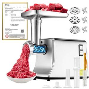 5.0 Upgrade Electric Meat Grinder 3500W Super Motor SGS Certified SUS304 Blade &amp; Plate 3-Second Fast Meat Grinding, Perfect For Meat Grinders For Home Use (SILVER) - Retail: $90