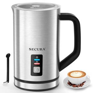 lot 3369 image: Secura Milk Frother, Electric Milk Steamer Stainless Steel, 8.4oz250ml Automatic Hot and Cold Foam Maker and Milk Warmer for Latte, Cappuccinos, Macchiato, 120V - Retail $34