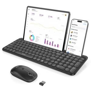 lot 3374 image: seenda Bluetooth Keyboard and Mouse for iPad, CTU-301 Wireless Multi-Device Connection Bluetooth2.4G Keyboard Mouse Combo with Tablet Holder for iPadMacBookWindows, iOSAndroidPhone, Black - Retail $42