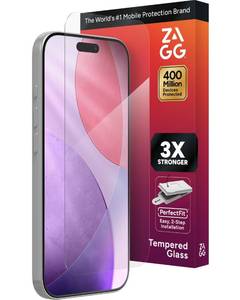 lot 3384 image: ZAGG Glass Screen Protector for iPhone 17 Pro - 3X Stronger, Impact & Shatter Protection, Scratch & Smudge-Resistant iPhone Tempered Glass, InvisibleShield, Easy PerfectFit Install - Retail $25