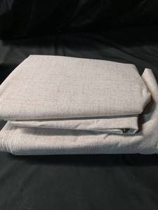 lot 3393 image: MIULEE Linen Curtains for Bedroom 100% Blackout Thermal Insulated Beige Grommet Room Darkening Curtains & Drapes Fall Decor for Living Room Nursery 52 x 90 Inch (2 Panels) - Retail $45