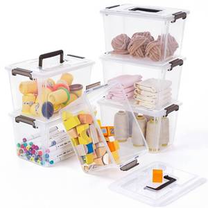 lot 3394 image: Citylife 6 Packs 6 QT Plastic Storage Bins with Latching Lids Clear Storage Box with handle Stackable Storage Containers for Organizing Snacks, Crafts, Toys, Tools - Retail $25
