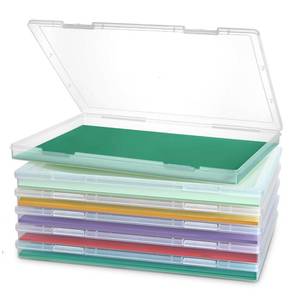 lot 3401 image: HQAUT Photo Storage Box for 8 x 10 Photos, 6 Pack Plastic Scrapbook Paper Storage Organizer with Double Snap-Tight Latches, Clear Project Case for Scrapbooks, Card, Craft, A4 Files - Retail $20