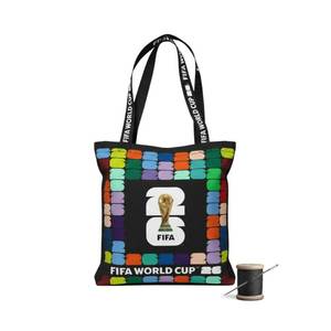 lot 3415 image: FIFA World Cup DIY Canvas Tote Bag Kit Soccer Fan Fabric Craft Project Includes 24 x 43 Printed Canvas Panel &amp Instructions Create a 16 x 15 Reusable Tote for Everyday Use or Gifts - Retail $16