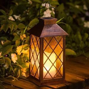 lot 3422 image: TAKE ME 14 Solar Lanterns Outdoor Garden Lantern Waterproof LED Flickering Flameless Candle Mission Lights for Table,Outdoor,Party - Retail $26