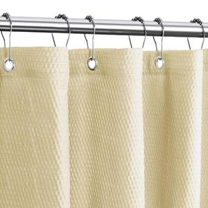 lot 3440 image: Tititex Solid Beige Cloth Fabric Shower Curtain Liner with 2 Magnets - Texture Soft Hotel Quality Waterproof Shower Liner, Light-Weight & Machine Washable 60x72 inch - Retail $10