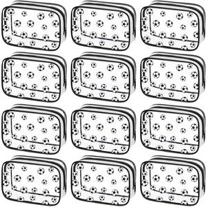 lot 3443 image: Kacctyen 12 Pcs Soccer Clear Makeup Bag with Zipper Bulk Sport Goodie Clear PVC Pouch Organizer Waterproof Travel Case for Woman Team Gifts Birthday Decorations Supplies - Retail $21