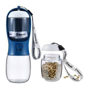 lot 3467 image: Cibaabo Dog Water Bottle with Food Container, Travel Puppy Water Bowl, Portable Pet Dispenser, Dog Stuff Accessories Items, Puppy Essentials Necessities for Yorkie Chihuahua Cat Walking and Hiking - Retail $15